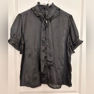 Passport Black Satin Blouse XL